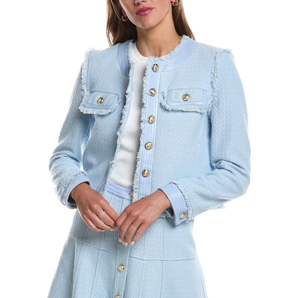 Cinq À Sept Womens  Birdseye Tweed Deva Jacket, Blue